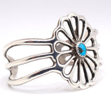Vintage Sterling Turquoise Sandcast Cuff Bracelet
