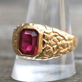 Vintage Gold Plated Red Glass Signet Ring 12.25
