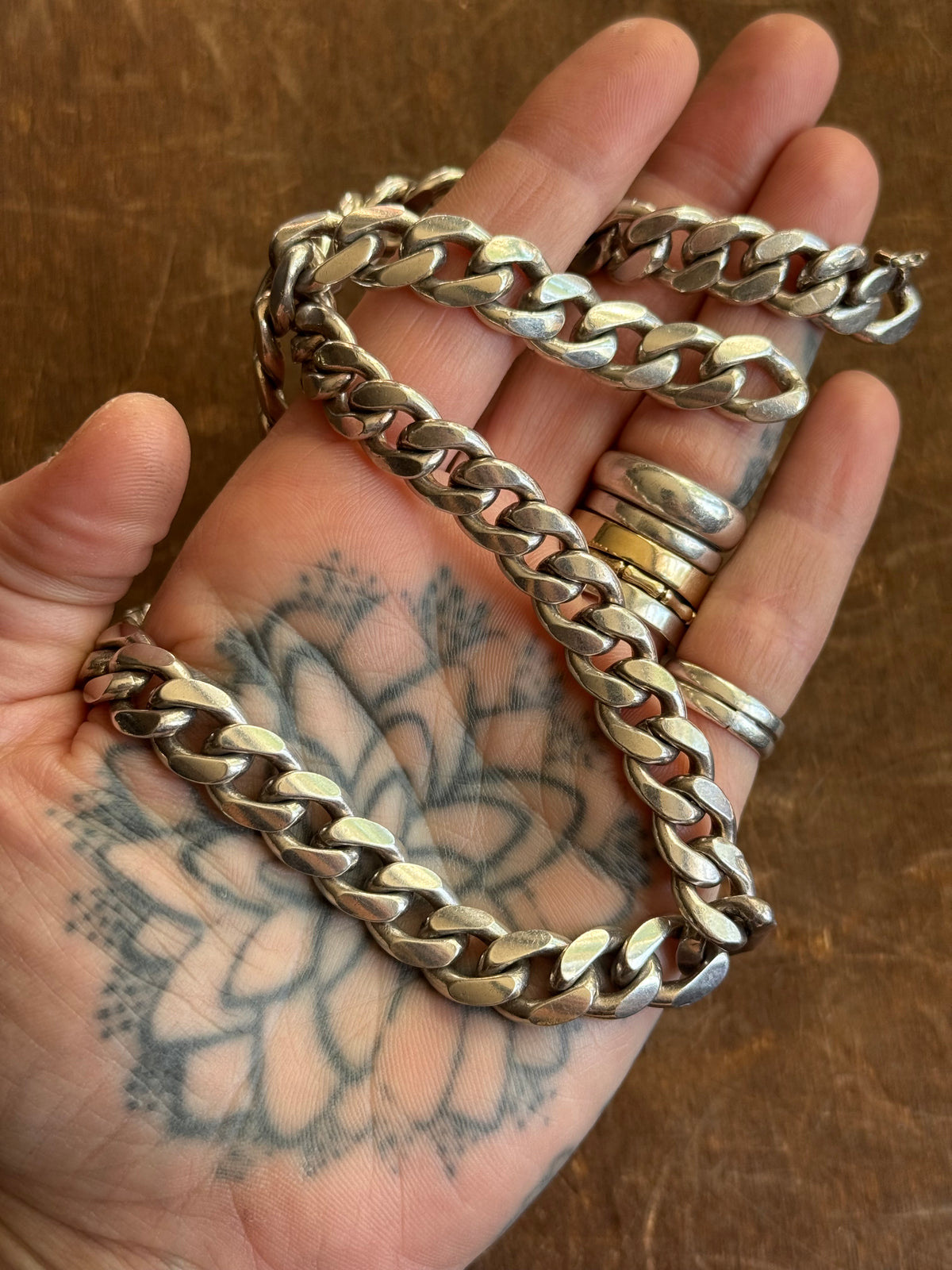 Vintage Sterling Silver 17.5” Chunky Curb Chain