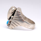 Vintage Sterling Turquoise Eagle Ring 10.25