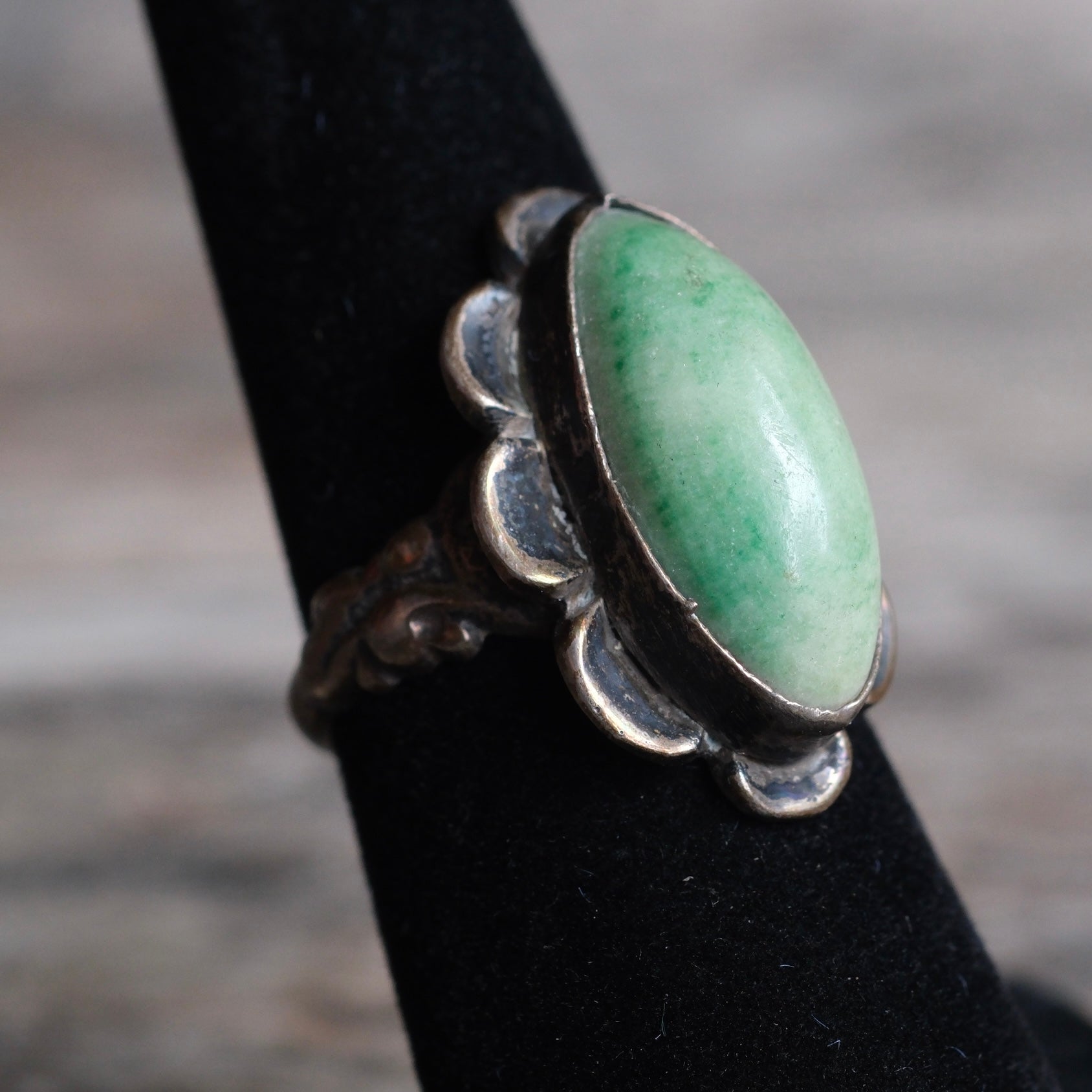 Vintage Sterling Turquoise Florette Ring 6.75