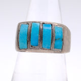 Vintage Sterling Turquoise Inlay Band 6.5