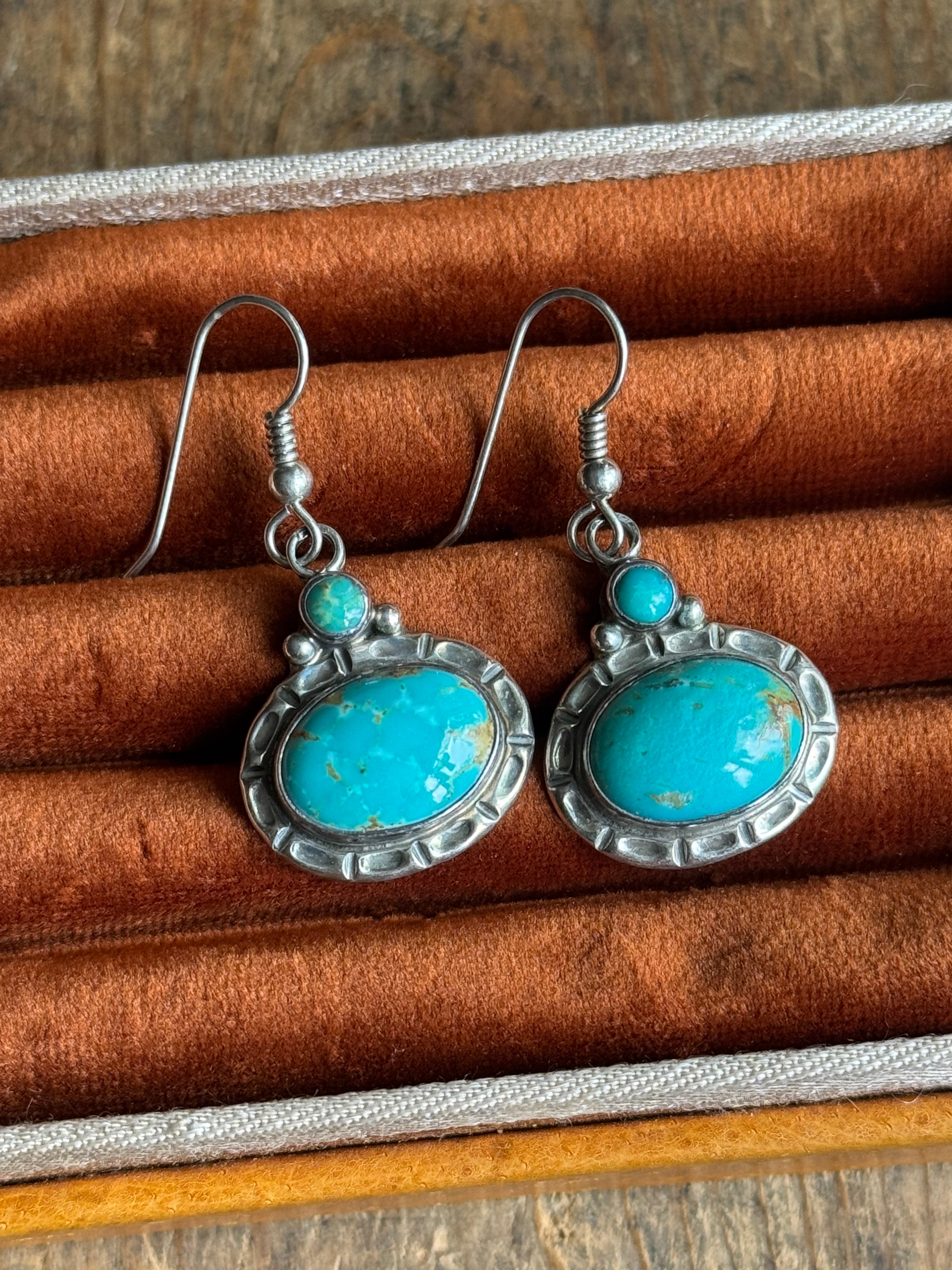 Vintage Sterling Silver Turquoise Earrings
