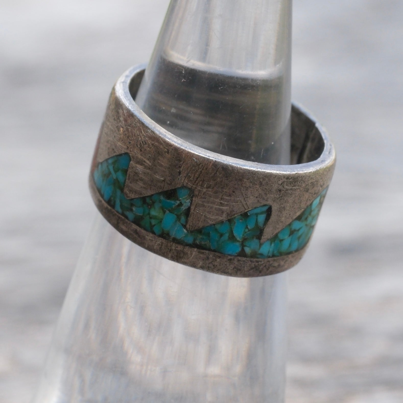Vintage Sterling Turquoise and Coral Inlay Bands 4.25