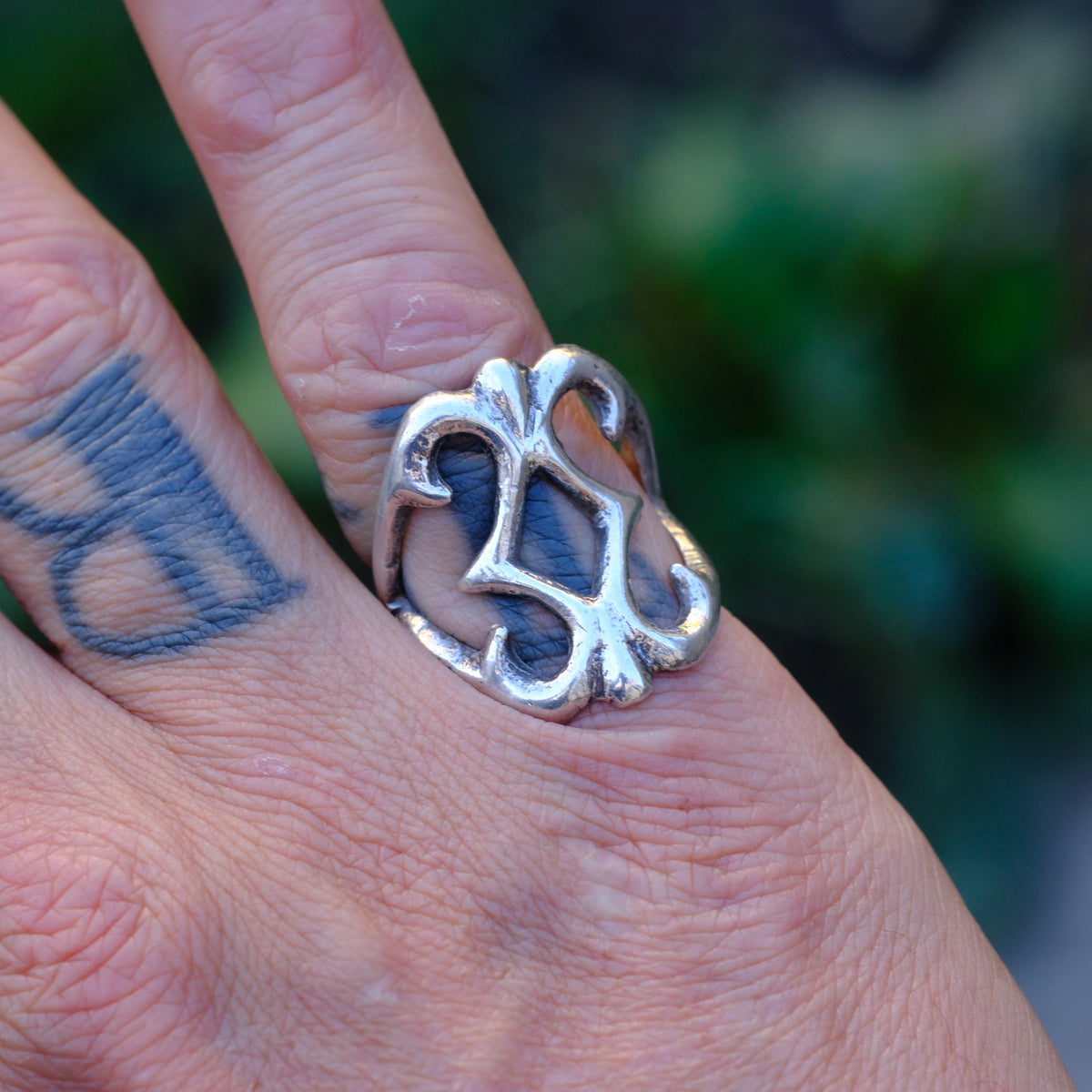 Vintage Sterling Silver Sandcast Ring 5.5