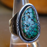 Vintage Sterling Turquoise Stamped Band Ring 9.25