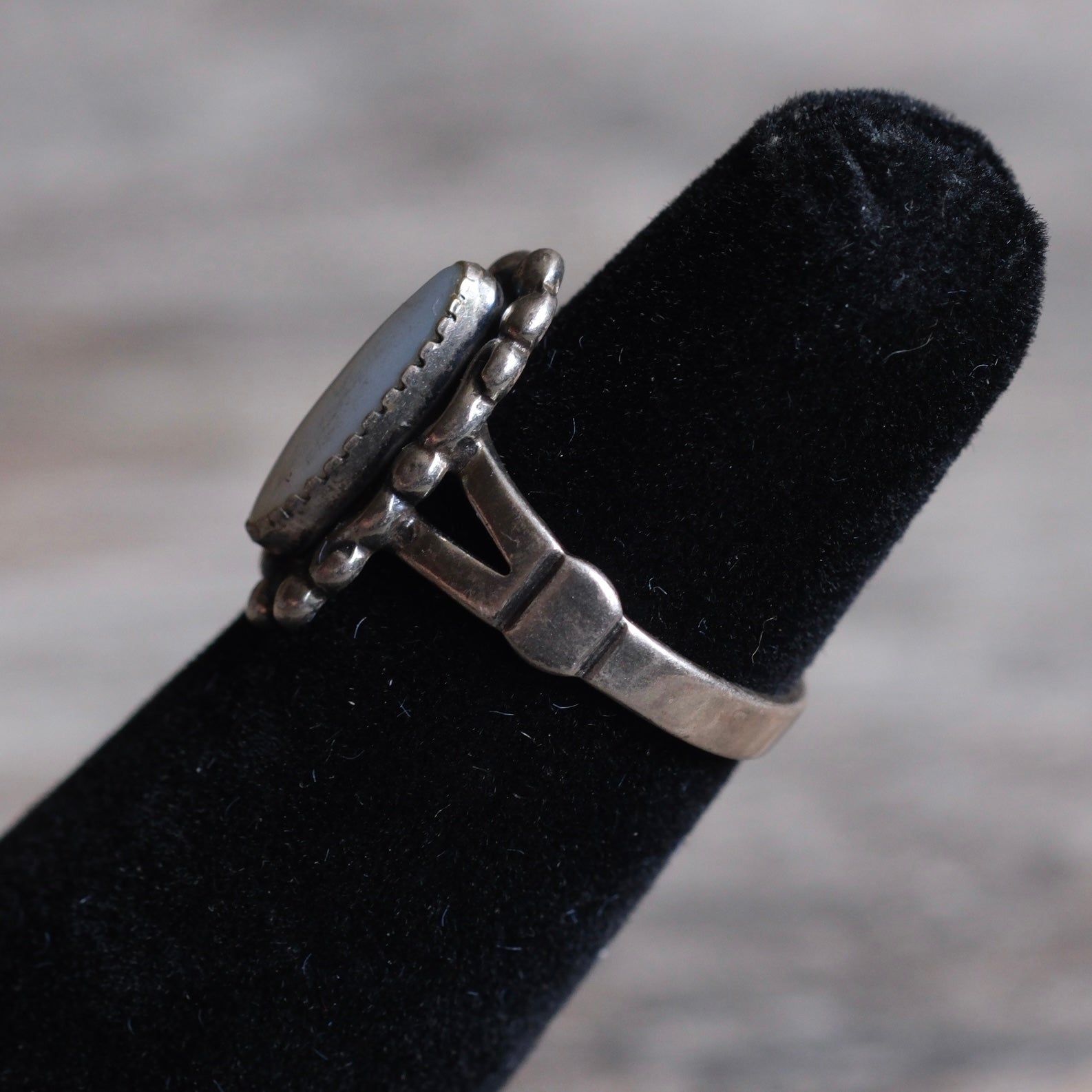 Vintage Sterling Mother Of Pearl Ring 3.75