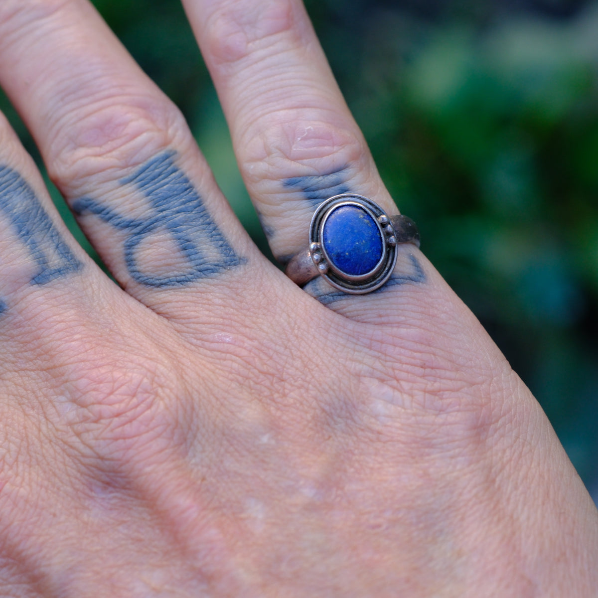 Vintage Sterling Lapis Ring 6.5
