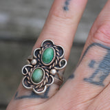 Vintage Sterling 2-Stone Turquoise Ring 7