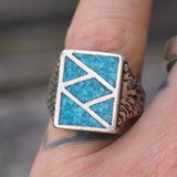 Vintage Sterling Crushed Turquoise RIng 7.75