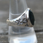 1980's Vintage Sterling Abalone Stamped Arrows Ring