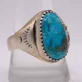 Vintage Sterling Turquoise Stamped Band Ring 11.5