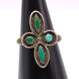 Vintage Sterling Turquoise Cluster Ring 6.75