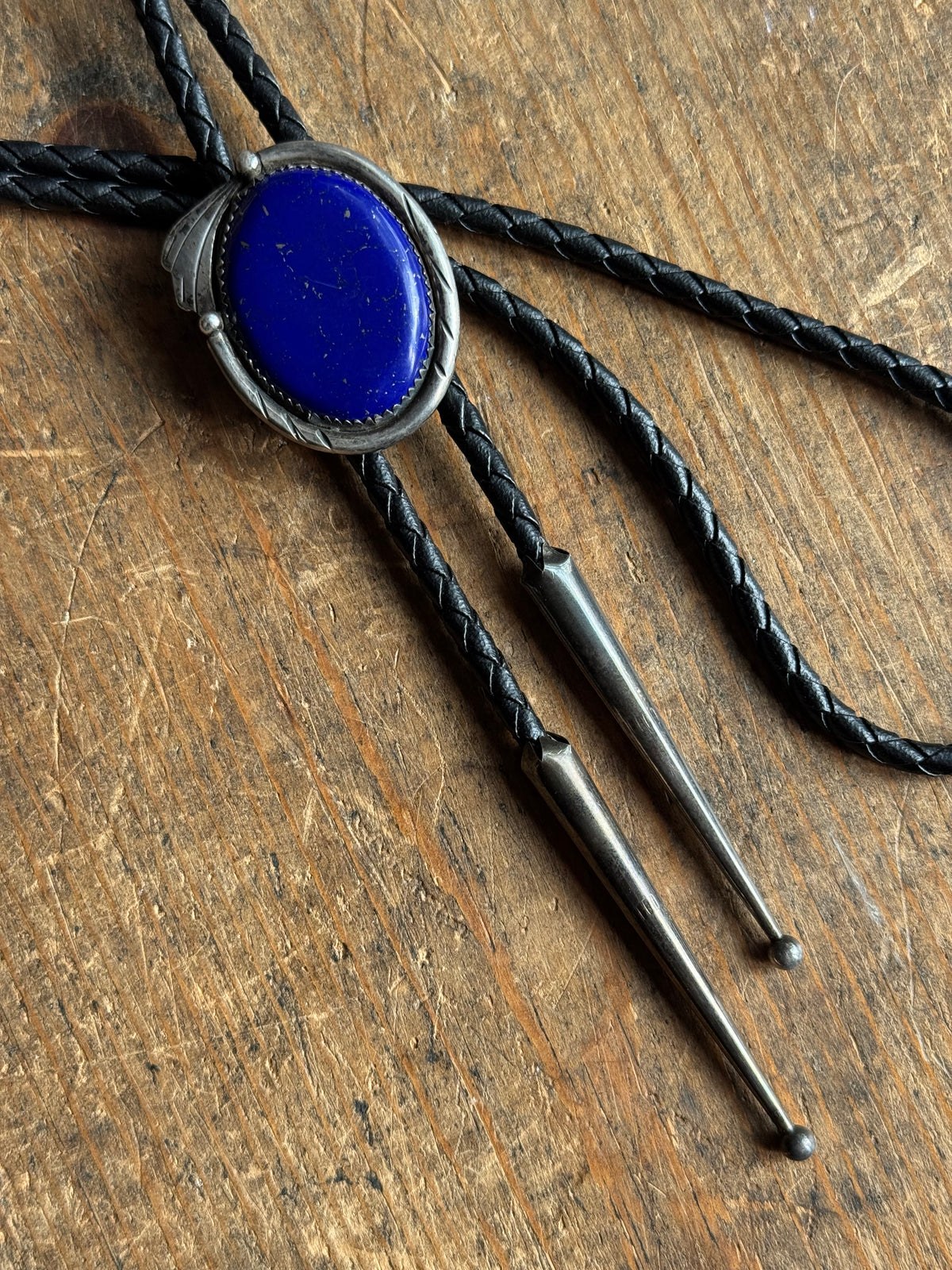 Vintage Sterling Silver Lapis Lazuli Fan Bolo