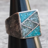 Vintage Crushed Turquoise and MOP Inlay Ring 9