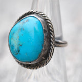 Vintage Sterling Turquoise Roped Ring 6