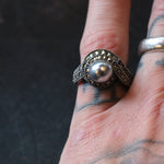 Vintage Sterling Marcasite and Pearl Ring 8