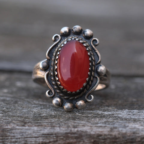 Vintage Sterling Carnelian Ring 4.75
