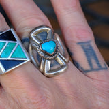 Vintage Sterling Turquoise Sandcast Ring 8