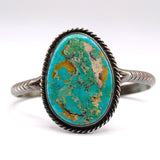 Vintage Sterling Turquoise Roper Cuff Bracelet 6"
