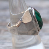 Vintage Sterling Malachite Ring 8.75