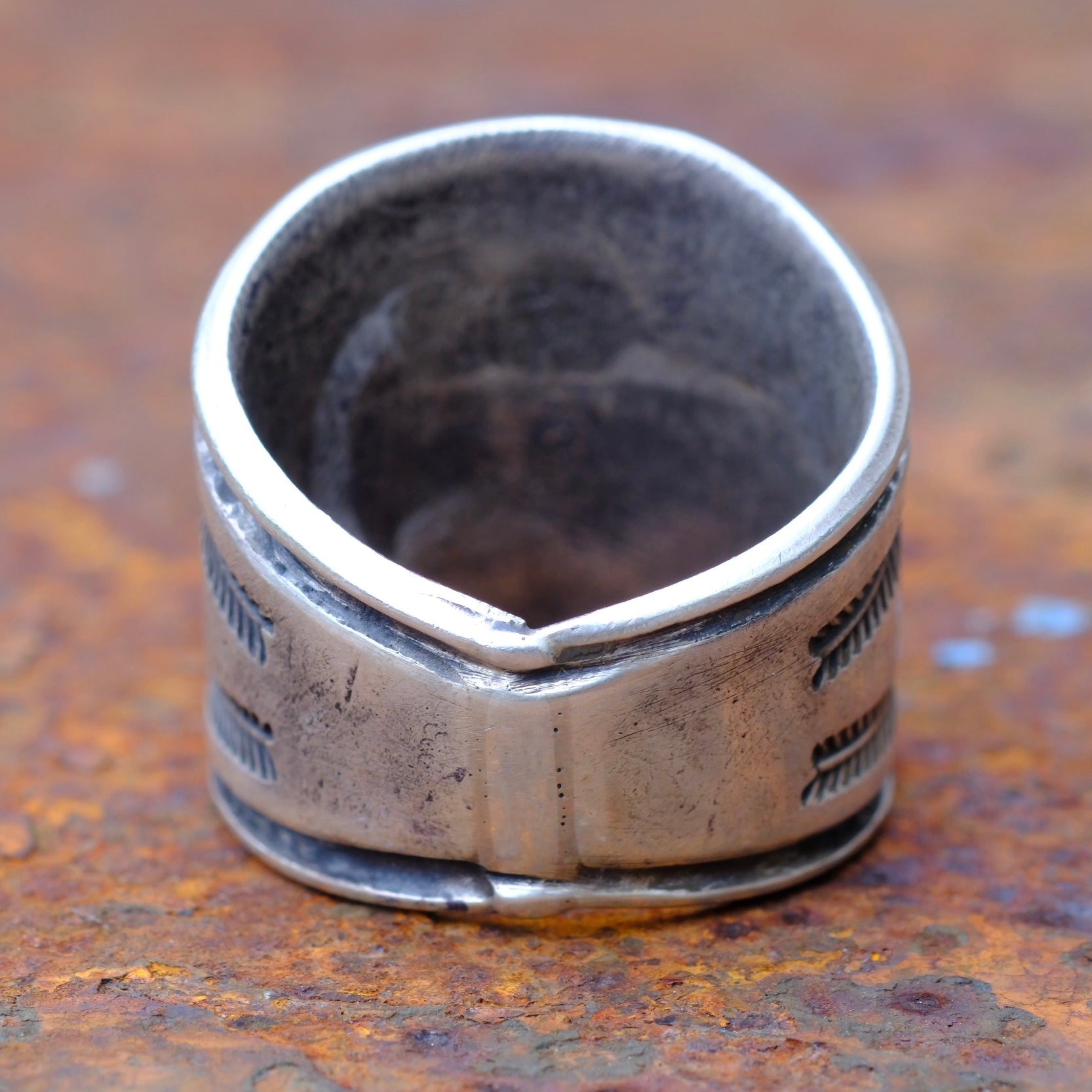 Heavy Ingot Stamped Thunderbird Cigar Band Ring 11