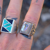 Vintage Sterling Abalone Trading Post Ring 9