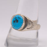 Vintage Sterling Turquoise Stamped Band Ring 10.75