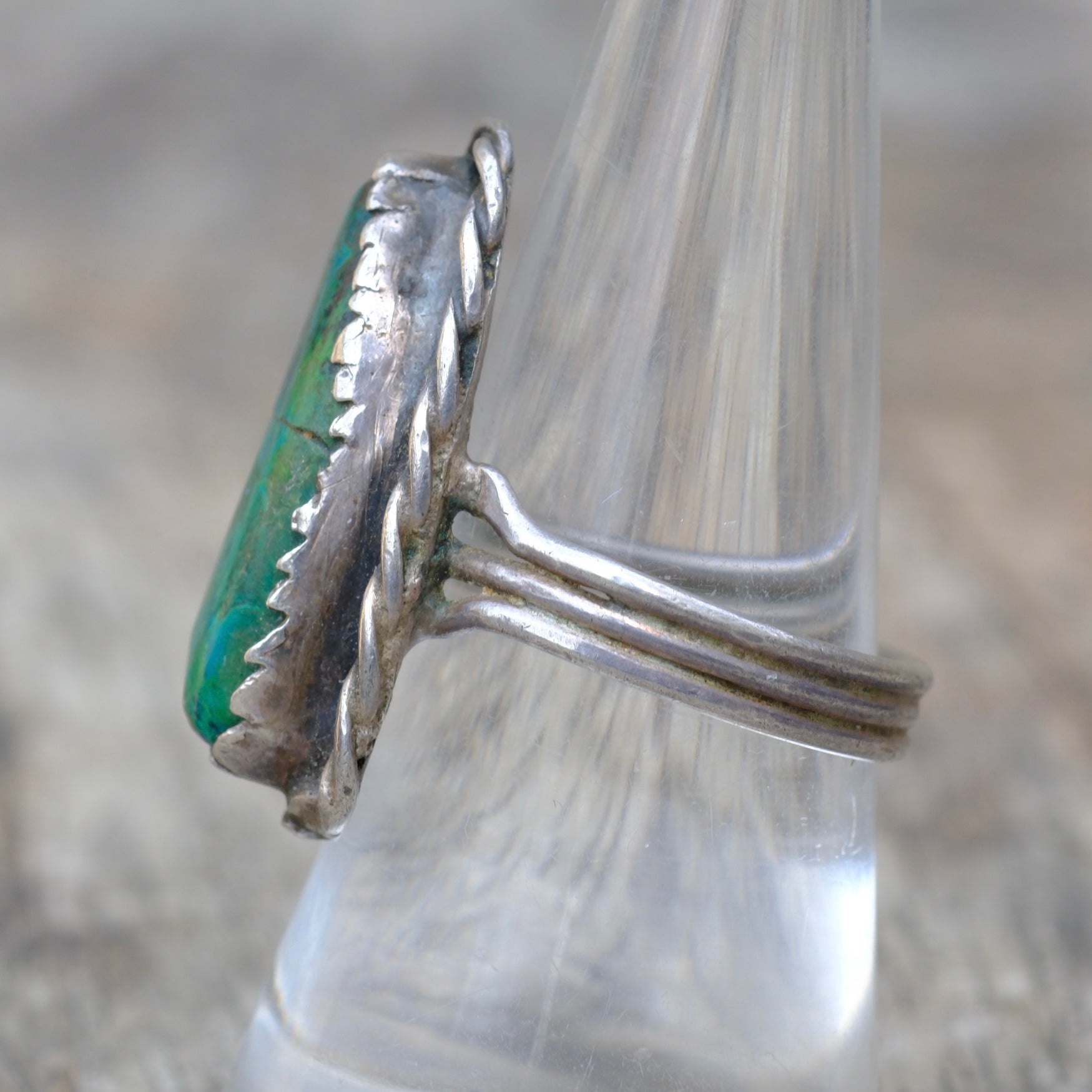 Vintage Sterling Chrysocolla Roper Ring 8.5