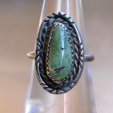 Vintage Sterling Turquoise Roper Ring 6.75