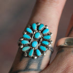 Vintage Sterling Turquoise Cluster Ring 6