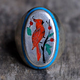 Vintage Sterling Inlaid Cardinal Ring 11.25