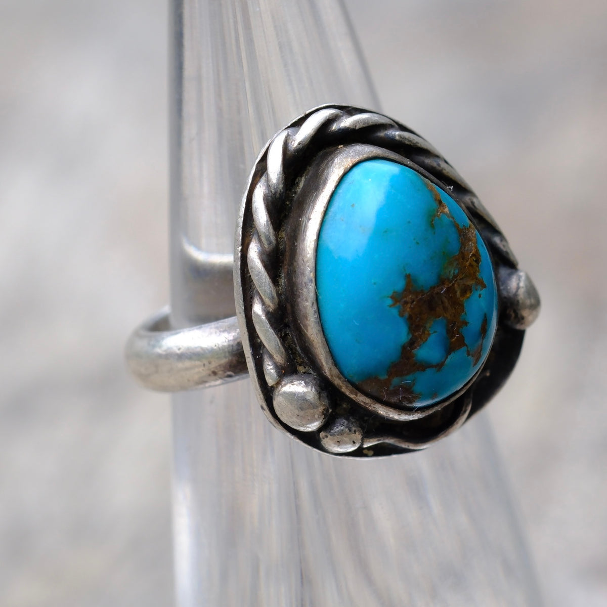 Vintage Sterling Turquoise Ring 3.5