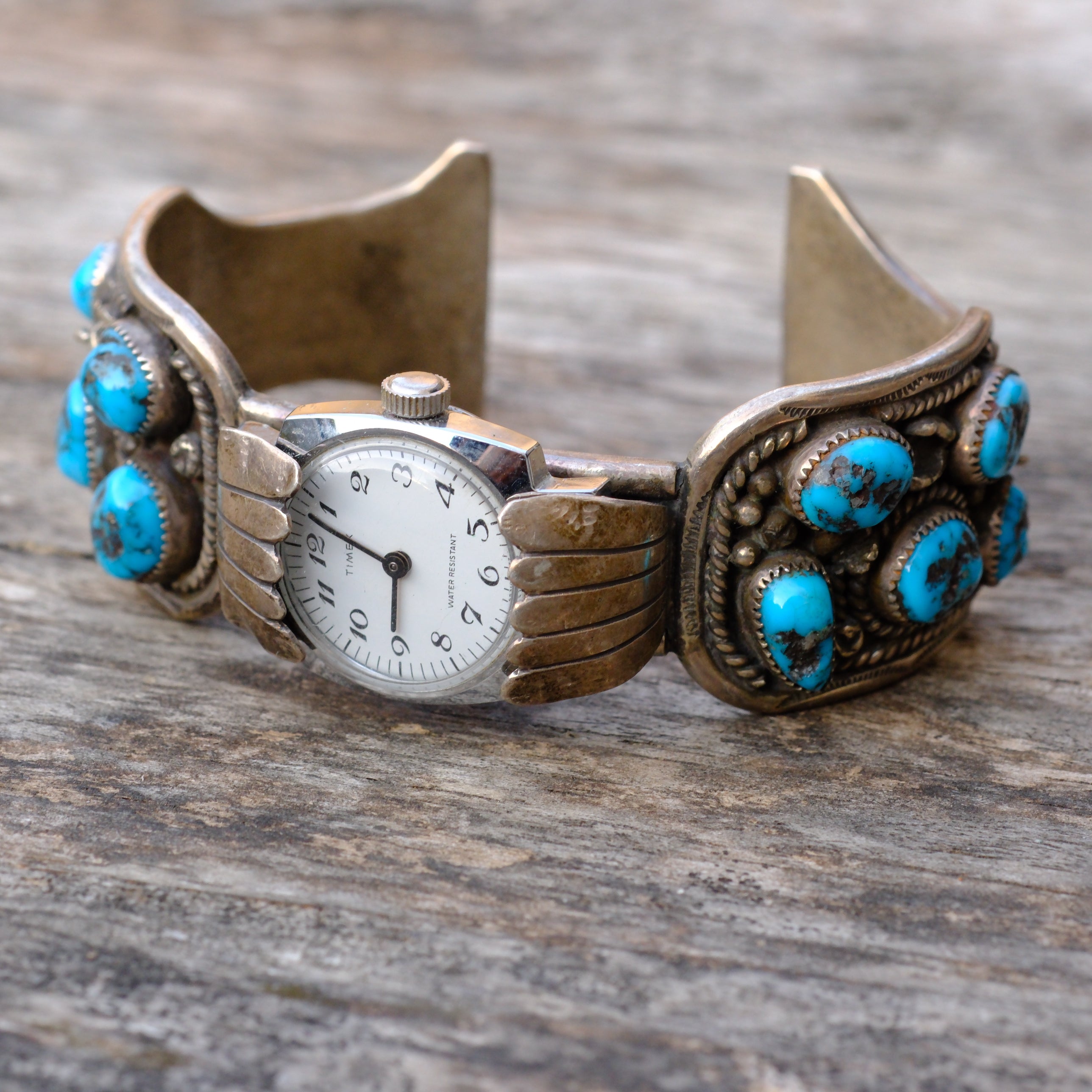 Vintage Sterling Turquoise Cuff Watch Cuff Bracelet