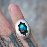 Vintage Sterling Turquoise Shadowbox Ring 4.5