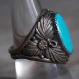 Vintage Sterling Turquoise Feather Ring 9.5