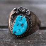 Vintage Sterling Turquoise Feather Ring 10