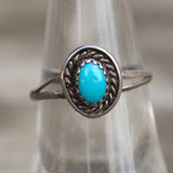 Vintage Sterling Turquoise Roper Ring 7.5