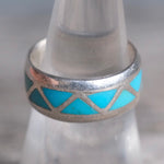 Vintage Sterling Turquoise Inlay Band 7.75