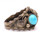 Vintage Sterling Turquoise and Coral Feather Ring 13