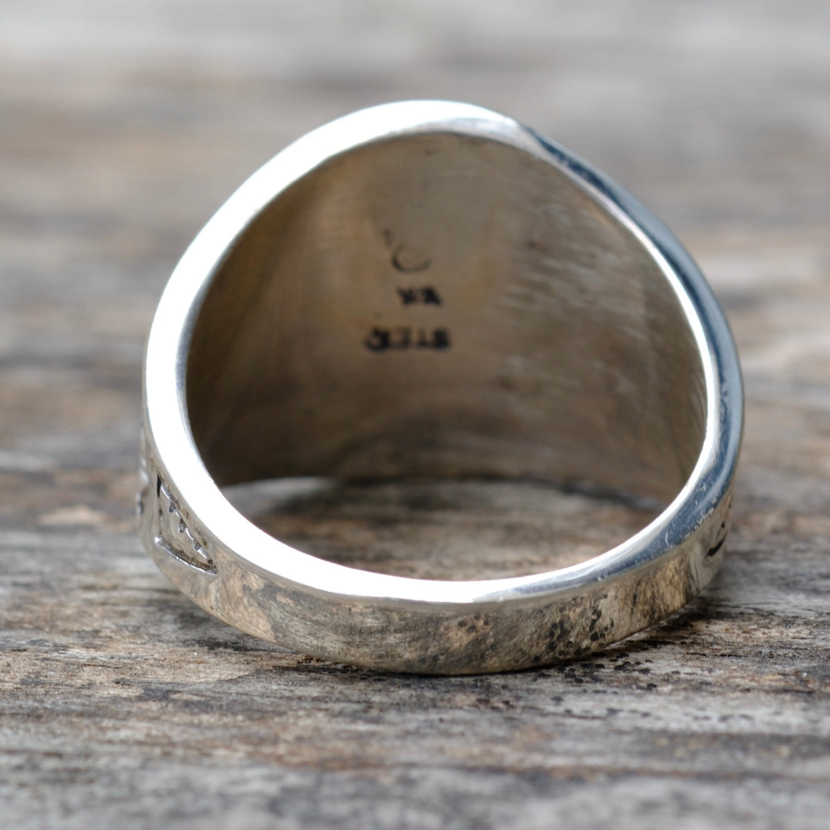 Vintage Sterling Hematite Thunderbird Ring 13