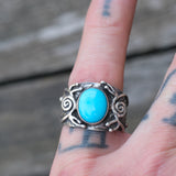 Vintage Sterling Turquoise Band 6.5