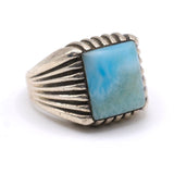 Vintage Sterling Larimar Signet Ring 8.25