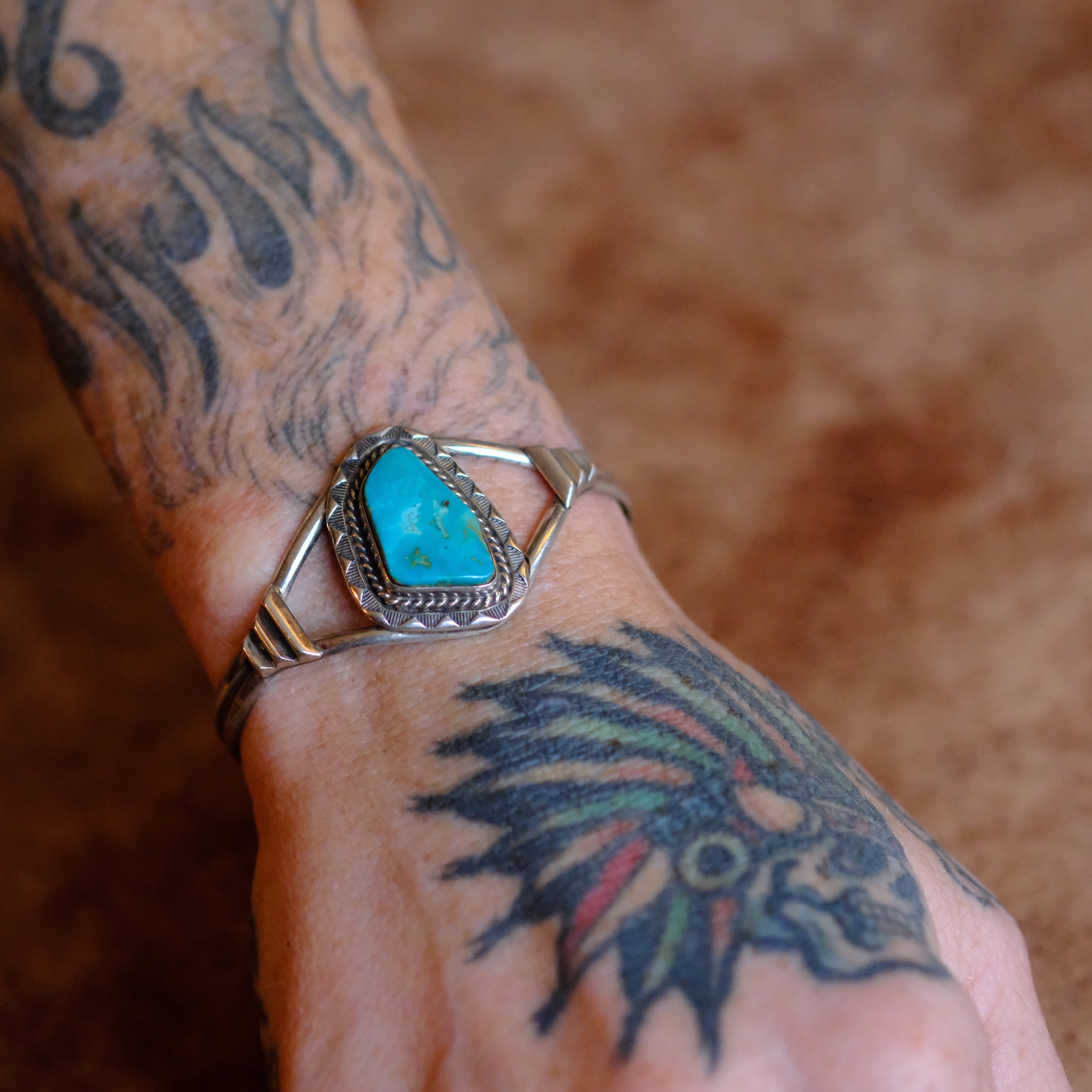 Vintage Sterling Turquoise Cuff Bracelet