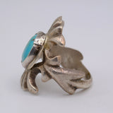Vintage Sterling Silver Sandcast Turquoise Ring 8