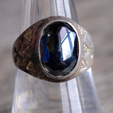 Vintage Sterling Hematite Stamped Arrows Ring 8.75