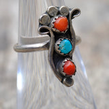Vintage Sterling Turquoise and Coral Ring 5