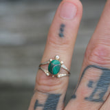 Vintage Sterling Malachite Turquoise Ring 4.5