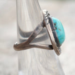 Vintage Sterling Turquoise Roper Ring 6.25