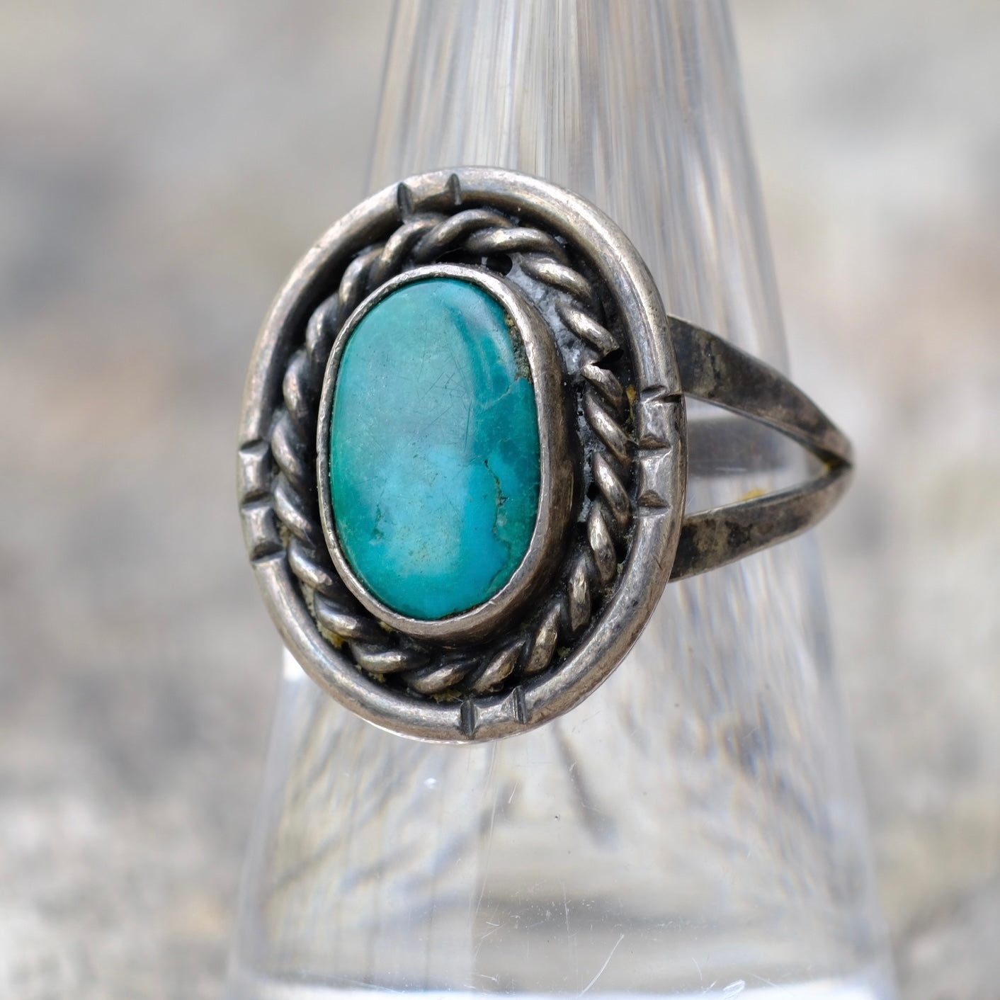 Vintage Sterling Turquoise Ring 7.25